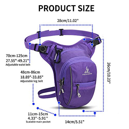 Peicees Motorcycle Leg Bag for Men Womens Thigh Bag, Expandable - color: Purple
