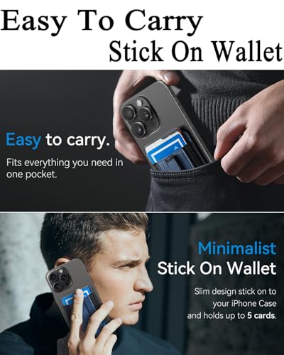 Phone Card Holder Wallet with Stand, Hold 6 Card for iPhone Andriod - color: DeepBlue