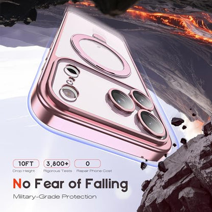for Plating iPhone 17 Pro Max Case with Magnetic Stand,Rose Gold - color: Rose Gold, size: iPhone 17 Pro Max