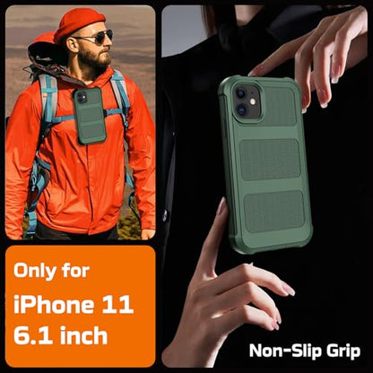 for iPhone 11 Case with Belt Clip Holster,Anti-Drop Shockproof Bumper Phone Cases w/2x Screen Protectors & Kickstand,Rugged Heavy Duty Military Grade Protective Defender Cover (Dark Green) - color: Dark Green W/Belt Clip