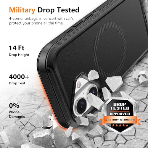TUTUKII Magnetic for iPhone 16 Plus Case with Belt Clip Holster (Black) | MagSafe Compatible, Heavy-Duty Military-Grade Drop Protection, 3-Layer Rugged Shockproof Protective Cover 6.7-Inch - size: iPhone 16 Plus 6.1"