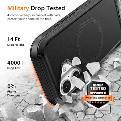 TUTUKII Magnetic for iPhone 16 Plus Case with Belt Clip Holster (Black) | MagSafe Compatible, Heavy-Duty Military-Grade Drop Protection, 3-Layer Rugged Shockproof Protective Cover 6.7-Inch - size: iPhone 16 Plus 6.1"