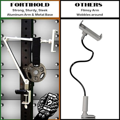 Stand for 16 Inch Portable Monitor - Heavy Duty Aluminum Mount with Infinite Angle Adjustment, Built-in Cable Management - Fits iPad Pro 12.9, Tablets, iPhone (Holds 4.7"-16" Devices) - color: Black