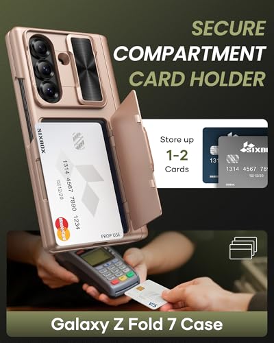 for Samsung Galaxy Z Fold 7 Case with Card Holder, Rose Gold - color: Rose Gold