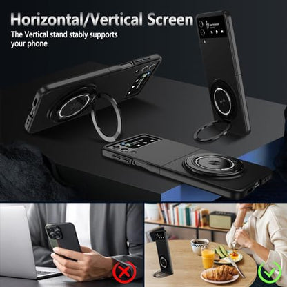Magnetic Case for Samsung Galaxy Z Flip 4, [Compatible with MagSafe] Military Grade Shockproof Slim fit Samsung Z Flip 4 Phone Case with Magnetic Ring Kickstand, Black - color: Black, size: Samsung Galaxy Z Flip 4