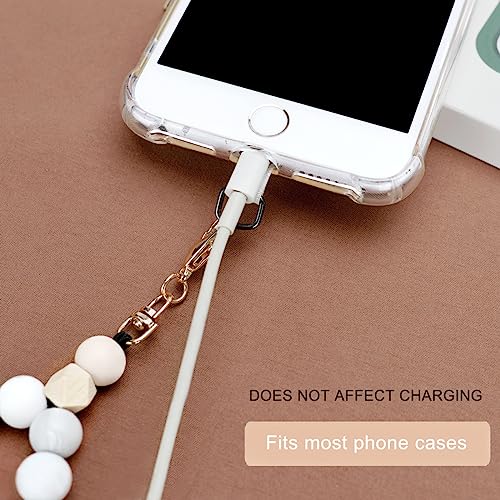 VICHUNHO Marble Silicone Beaded Phone Wrist Strap, Cellphone Lanyard with Tether Tab, Elastic Hands-Free Wristlet Bracelet - color: White