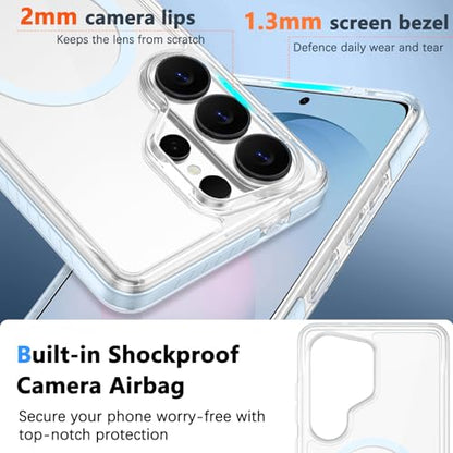 VENINGO for Samsung Galaxy S26 Ultra Case Magnetic, [Built-in TPU Cushion] Clear Case,14FT Military Grade Drop Protection, Magnetic Ultra-Slim Shockproof Cover,Clear/Blue - color: Blue