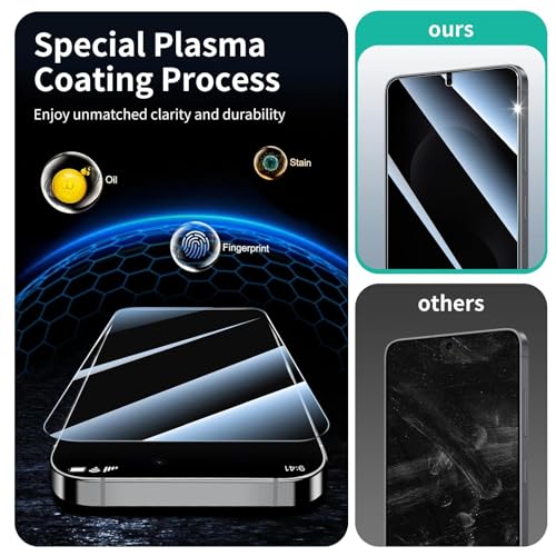Privacy Screen & Camera Lens Protector for Samsung Galaxy S25 Edge, Anti-Spy Tempered Glass, Private Black Protection, 9H Hardness Anti-Scratch 2.5D Curved Edges Case-Friendly, 3 Pack Each - color: S25 Edge Black