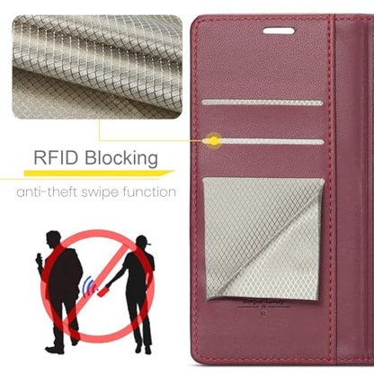 FLIPALM Wallet Case for Google Pixel 8a, Red | Card Holder, RFID Blocking, PU Leather Folio Flip, Kickstand, Protective Shockproof Cover - color: Red