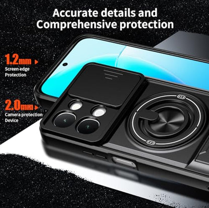 Compatible with Vivo Y31d 4G Case Cover,Compatible with Vivo iQOO Z11x (India) I2507 / T5x 5G V2545 / Y51 Pro 5G with Slide Camera Cover Phone Stand Protective Case Black - color: Black, size: Compatible with Vivo Y31d 4G