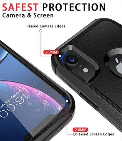 Diverbox for iPhone Xr Case [Shockproof] [Dropproof] [Dust-Proof],Heavy Duty Protection Phone Case Cover for Apple iPhone XR - color: Black-3in1
