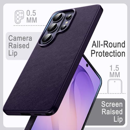 JETech Vegan Leather Case for Samsung Galaxy S26 Ultra, Heron Purple | Compatible with MagSafe, Anti-Slip Grip Phone Cover, Metal Button, Soft Microfiber Lining - color: Heron Purple, size: Galaxy S26 Ultra