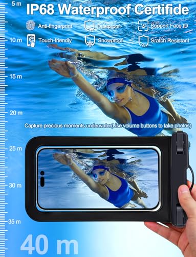 Waterproof Phone Pouch,2 Pack Black Phone Waterproof Case,Cell Phone Dry Bag,Protection Level: IP68,Beach Cruise for Apple iPhone,Samsung,and More,Lanyard Included,(Fits Up to 8.3”),Black - color: Multicolor,B,Black