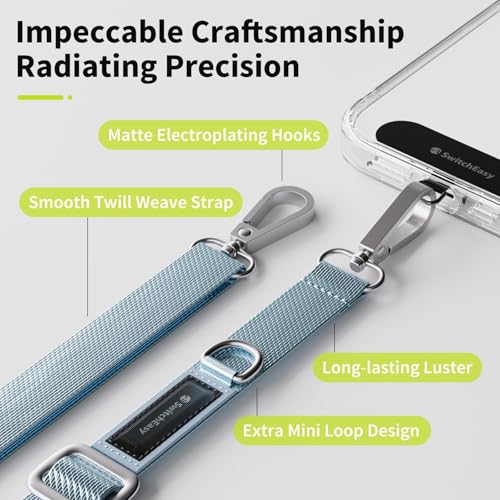 SWITCHEASY 20mm Adjustable Crossbody Phone Strap Compatible with Most Phones, Anti-Theft & Ant-Drop, Hands Free for Phone Lanyard Crossbody with Strap Card Phone Tether Tab - EasyStrap (Aquamarine) - color: Aquamarine, size: 20mm