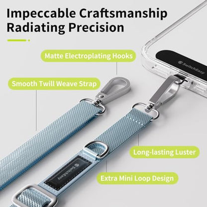 SWITCHEASY 20mm Adjustable Crossbody Phone Strap Compatible with Most Phones, Anti-Theft & Ant-Drop, Hands Free for Phone Lanyard Crossbody with Strap Card Phone Tether Tab - EasyStrap (Aquamarine) - color: Aquamarine, size: 20mm