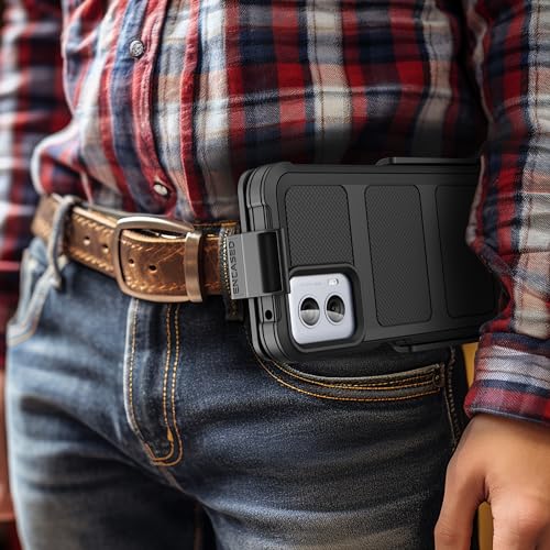 Encased Rugged Belt Case for Moto G Power 5G 2024, Full Body Protective Case with Tempered Screen Protector and Holster Clip (Black) (2024) - size: 2024