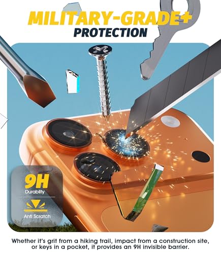 (3 Sets) Orzero Camera Lens Protector Compatible for iPhone 17 Pro&17 Pro Max&16 Pro&16 Pro Max&15 Pro&15 Pro Max&14 Pro&14 Pro Max, [EZ Install] [Case-Friendly] 9H Tempered Glass Bling Lens Cover, Military-Grade Shockproof, HD Clarity Anti-Glare - Transp