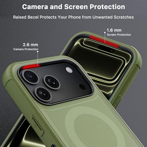 M MYBAT PRO for iPhone 17 Pro Case with Belt Clip Holster,[Compatible with Magsafe] w/Screen Protector,Anti-Drop,Shockproof,w 360°Rotating Kickstand,Heavy Duty Protection (Army Green) - color: Army Green