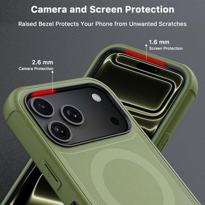 M MYBAT PRO for iPhone 17 Pro Case with Belt Clip Holster,[Compatible with Magsafe] w/Screen Protector,Anti-Drop,Shockproof,w 360°Rotating Kickstand,Heavy Duty Protection (Army Green) - color: Army Green