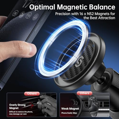 SYNCWIRE for MagSafe Car Mount, Magnetic Phone Holder for Car Air Vent - color: Carbon Fiber