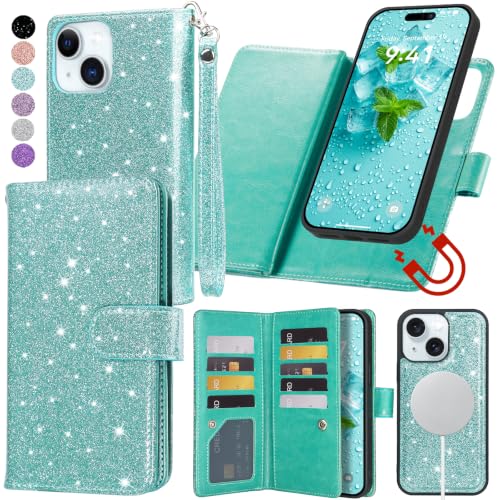 Varikke for iPhone 15 Plus Case Wallet Magnetic Detachable, Mint Green - color: (Compatible with MagSafe) Mint, size: iPhone 15 Plus 6.7"