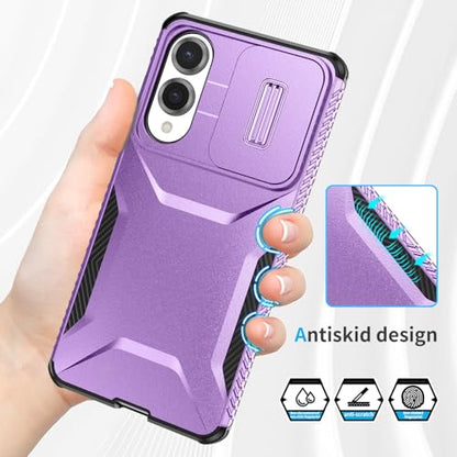 Asuwish Phone Case for Samsung Galaxy S25 Edge 5G with Screen Protector and Slide Camera Cover Rugged Hybrid Shockproof Protective Cell Accessories S25Edge 25S S 25 25Edge 6.66 2025 Women Men Purple - color: Purple