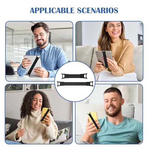 Universal Phone Tablet Hand Strap Holder for 5.2-11 Inch Devices, Adjustable Anti-Drop Elastic Grip Band, One Hand Operation Support for iPad Pro Air Mini Galaxy Tab Kindle eReaders (2 Pcs (L+S))