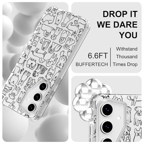 MOSNOVO Case for Samsung Galaxy S24 FE, [Buffertech 6.6ft Military-Grade Drop Protection] [Anti Peel Off Tech] Clear TPU Bumper Phone Case Cover Design - Doodle Dog - color: Clear - Doodle Dog, size: Samsung Galaxy S24 FE
