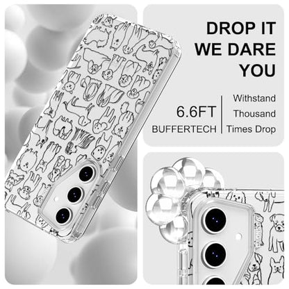 MOSNOVO Case for Samsung Galaxy S24 FE, [Buffertech 6.6ft Military-Grade Drop Protection] [Anti Peel Off Tech] Clear TPU Bumper Phone Case Cover Design - Doodle Dog - color: Clear - Doodle Dog, size: Samsung Galaxy S24 FE