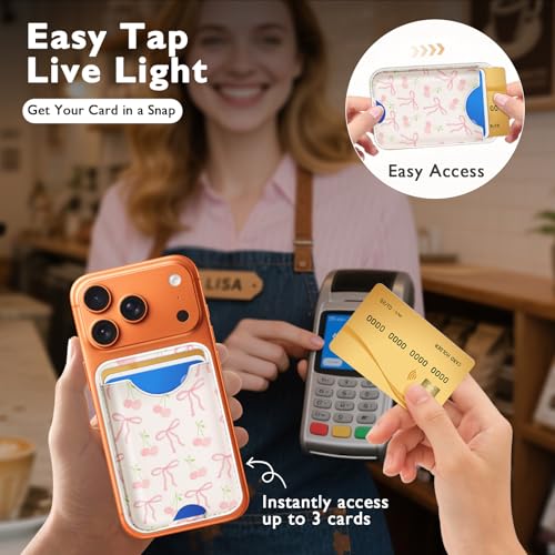 Compatible with Magsafe Wallet Magnetic Card Holder - Bow Phone Wallets for Women Teen Girls Cute for iPhone 17/16/15/14/13/12 Series Slim for Apple Mag RFID Magnet,Fit 3 Cards - color: Bow