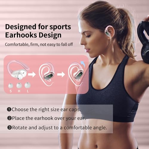 Wireless Earbuds, 2026 New Bluetooth 5.4 Headphones Sport, 60H+ HiFi Stereo - color: Frizz Pink