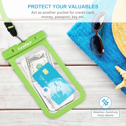 ivoler 2-Pack Waterproof Fanny Pack & Phone Pouch, Dry Bag for Passport, Phone & Wallet, Floating Waterproof Phone Case for Beach, Swimming, Kayaking, Boating, Cruise Essentials & Travel - color: Grass Green