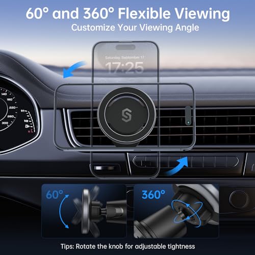 SYNCWIRE for MagSafe Car Mount, Magnetic Phone Holder for Car Air Vent - color: Black