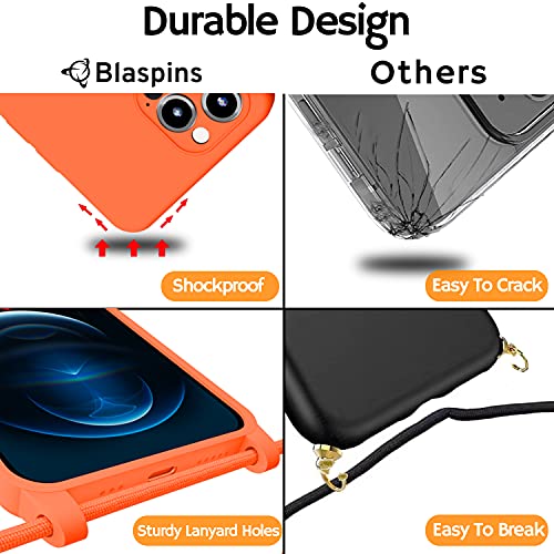 Crossbody Lanyard Strap Case for iPhone 14 Pro Max, Neck Cross Body, Adjustable Holder Removable, Drop Protection Shockproof, Hands-Free Silicone Case 6.7 inch, 150 cm Strap, iP14PM- Orange - color: Orange