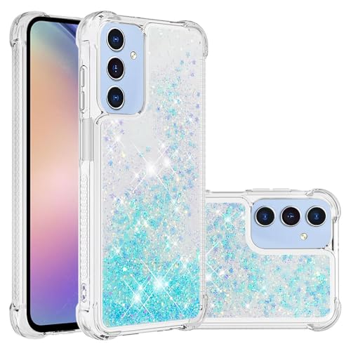 for Samsung Galaxy A17 5G Case Glitter Cute Liquid Star Blue YB | Phone Case for Girls Women,Bling Sparkly,Floating Quicksand,Soft TPU Clear,Shockproof Protective,Bumper Durable - color: Blue, size: Samsung Galaxy A17 5G
