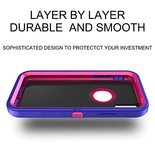 MXX Compatible with iPhone Xr Case, 3-Layer Super Protective Full Heavy Duty Body Tough Rugged Bumper Cover, Shock & Dust Proof, Designed for Apple Xr Phone Case 6.1" Purple/Pink - color: Purple/Pink