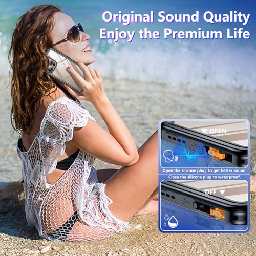 Compatible with iPhone 16 Pro Max Case Waterproof, Built-in Screen & Camera Protector IP68 Underwater Full Body 16FT Military Dropproof Shockproof Phone Case 6.9"-Black/Clear - color: Black, size: iPhone 16 Pro Max