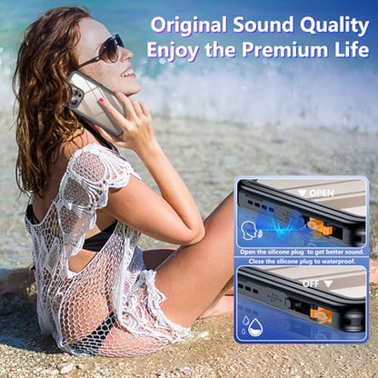 Compatible with iPhone 16 Pro Max Case Waterproof, Built-in Screen & Camera Protector IP68 Underwater Full Body 16FT Military Dropproof Shockproof Phone Case 6.9"-Black/Clear - color: Black, size: iPhone 16 Pro Max