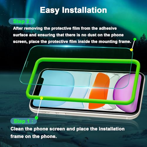JESOHO Screen Protector for iPhone 11 & iPhone XR 6.1 inch, 2 Pack | Blue Light Blocking Tempered Glass Film, Eye Protection, Case Friendly, No Bubble,with Easy Installation Kit - size: iPhone 11/XR (6.1 inches)