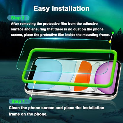 JESOHO Screen Protector for iPhone 11 & iPhone XR 6.1 inch, 2 Pack | Blue Light Blocking Tempered Glass Film, Eye Protection, Case Friendly, No Bubble,with Easy Installation Kit - size: iPhone 11/XR (6.1 inches)