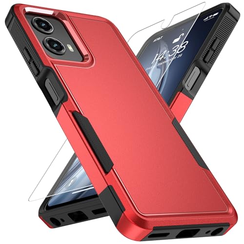 Vinve for Moto G 5G 2024 Case with HD Screen Protector, Military-Grade Shockproof & Dual-Layer Protection, Anti-Slip Grip Design Phone Case, Red - color: Red, size: Moto G 5G 2024