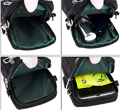 Women Crossbody Cell Phone Purse Case Armband Bag for iPhone 12 13 Mini 14 15 Plus 11 Pro Max Google Pixel 6a 7a 8a 6 7 8 Pro - color: Black-feather
