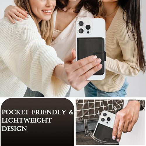 HAII for MagSafe Card Wallet Bag compatible with MagSafe Invisible Ultra-Thin Lightweight Kickstand Magnetic Mobile Wallet Man Woman, 4 Card Slots + 1 Cash Bag. (Black, Buckle Wallet) - color: Black, size: 4 Card Slots + 1 Cash Bag - Buckle Wallet