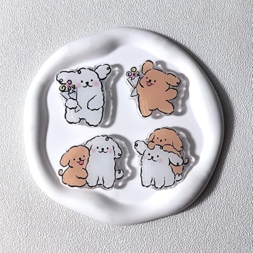 Magnetic Socket Pocket Stand Phone Grip Tok Bracket Korean Cute Cartoon Puppy Grip for iPhone Samsung Xiaomi Ring Finger Holder (A) - color: A