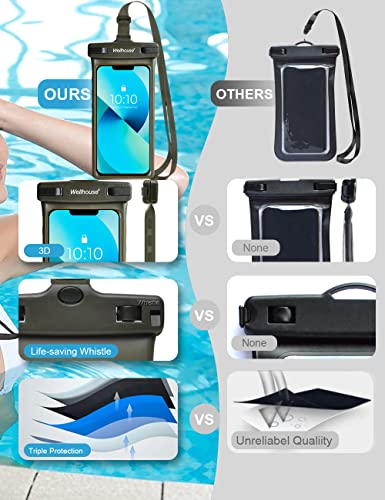 wellhouse Waterproof Phone Pouch, Waterproof Phone Case for iPhone 17 16 15 14 13 Pro Max XS Samsung, IPX8 3D Cellphone Dry Bag Beach Essentials (1 Pack - Olive7.0, 7 inch) - color: 1 Pack - Olive7.0"