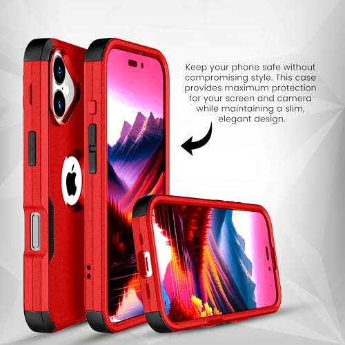 MXX for iPhone 17 Case, Heavy Duty 3 in 1 Wing Design Protective Cover with MagSafe, Phone Case 2025 (Red) - color: Red, size: iPhone 17