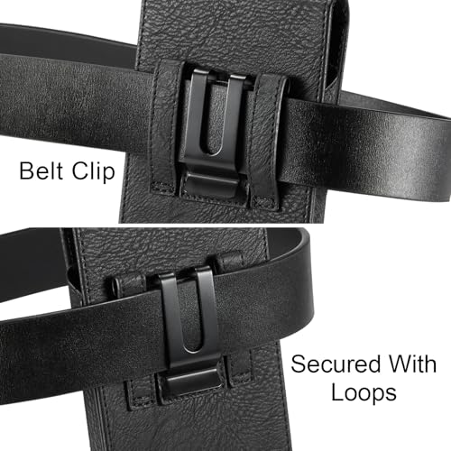 Holster for iPhone 17 Pro Max, Galaxy S26 Ultra S25 Ultra S24 Ultra S23 Ultra Note S22 Ultra, Premium Leather Pouch with Belt Clip Phone Holster Belt Case(Black, X-Large) - color: Black, size: X-Large
