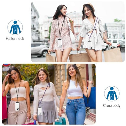takyu Phone Lanyard, 2 Pack Adjustable Cell Phone Lanyard Crossbody Neck Strap & 2 Pack Wrist Strap with Tether Tabs Compatible for iPhone Android Smartphones- DarkPule Black - color: Dark-puple + Black