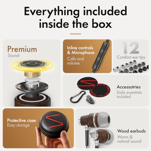 Symphonized Premium Wooden Wired Earbuds with Microphone (Aux 3.5mm Jack) - color: Blue, style: 3.5mm Aux