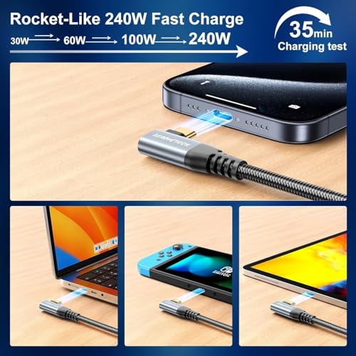 ZeroneTeck Right Angle USB C Monitor Cable 8K@60Hz 3.3FT, 5K/4K@120Hz - size: 3.3FT, style: Right Angle